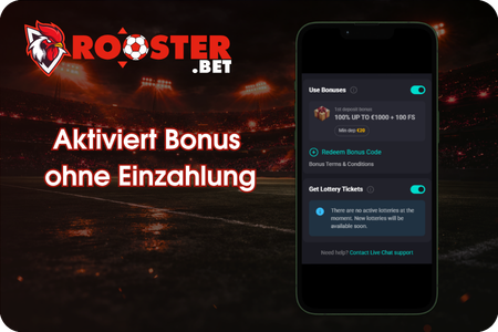 Rooster Bet Casino  aktiviert man den Casino Bonus ohne Einzahlung