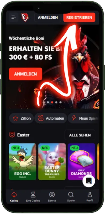 RoosterBet registrieren
