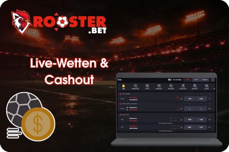 Rooster Bet Live-Wetten & Cashout